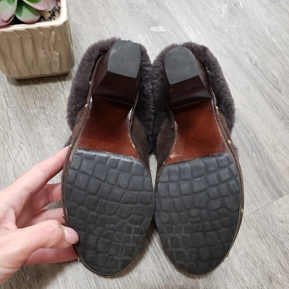 Rockport Katja Shearling Mule Brown Suede Sz 7 - Picture 5 of 10